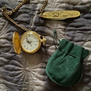 Gold Pocket Watch with Chain
